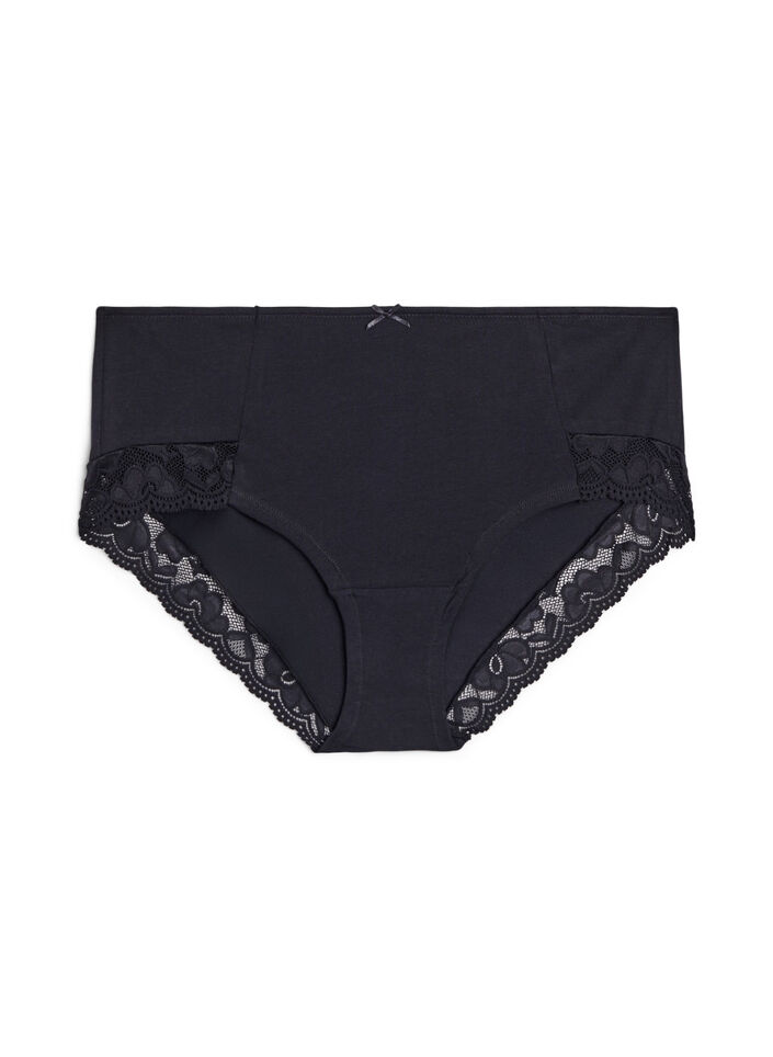 3-pack hipster knickers with lace trim, Black, Packshot image number 2