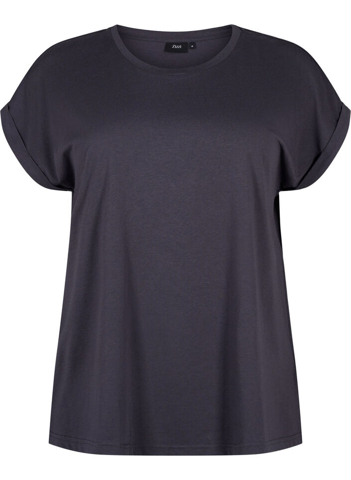 Short-sleeved t-shirt in a cotton blend, Dark Grey, Packshot image number 0