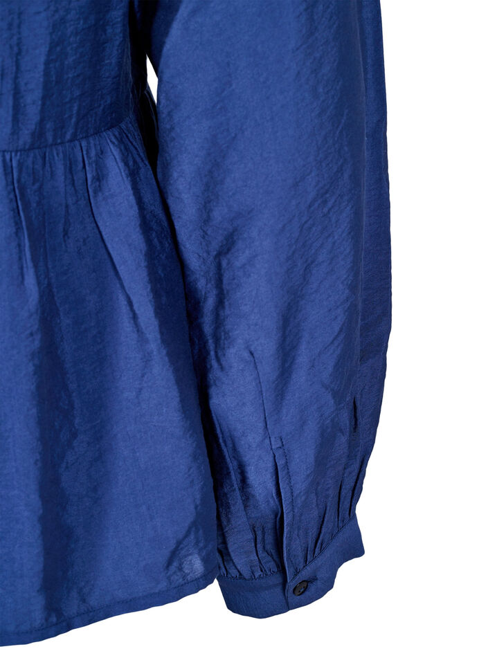 Blouse with bow and long sleeves, Blue, Packshot image number 3