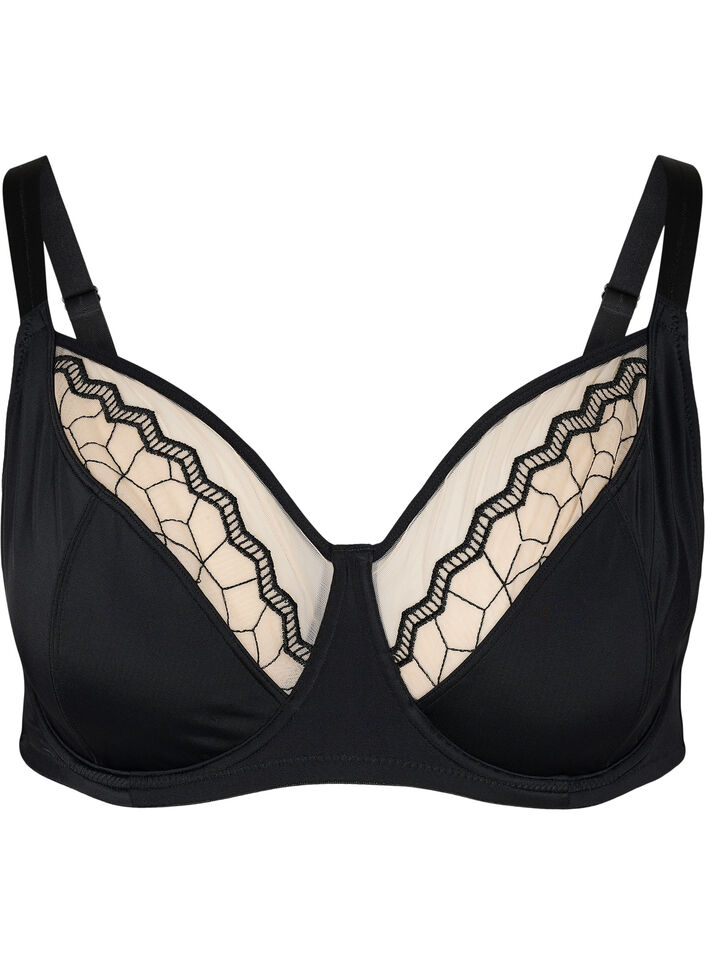 Patterned underwire bra, Black, Packshot image number 0