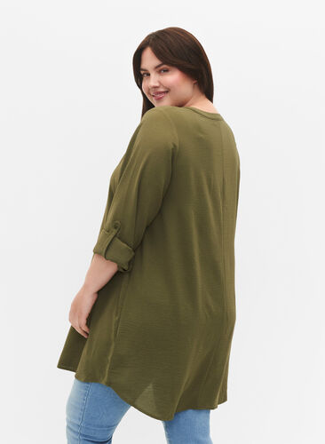 Solid color tunic with v-neck and buttons, Kalamata, Model image number 1