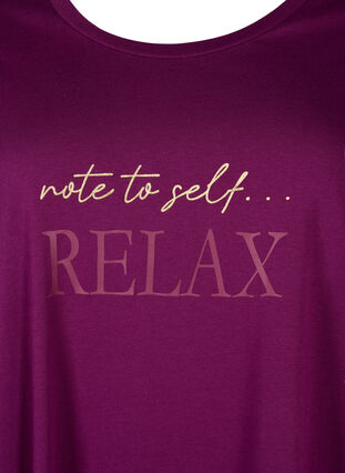 Short-sleeved nightgown in organic cotton, Dark Purple Relax, Packshot image number 2