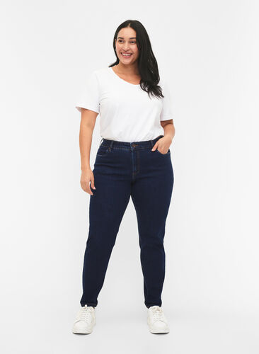 Slim fit Emily jeans with regular waist, Dark blue, Model image number 0