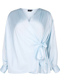 Satin party blouse with wrap