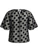 Party blouse in organza-look with velvet dots, Black, Packshot image number 1