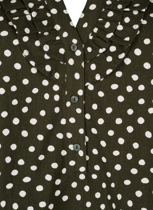 3/4 sleeve cotton Blouse with polka dots, Forest Night Dot, Packshot image number 2