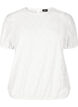 Short-sleeved blouse with textured pattern, Bright White, Packshot image number 0
