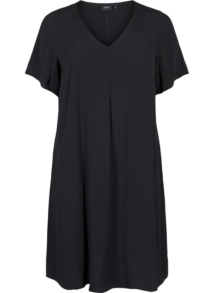 Viscose A-line dress, Black, Packshot image number 0