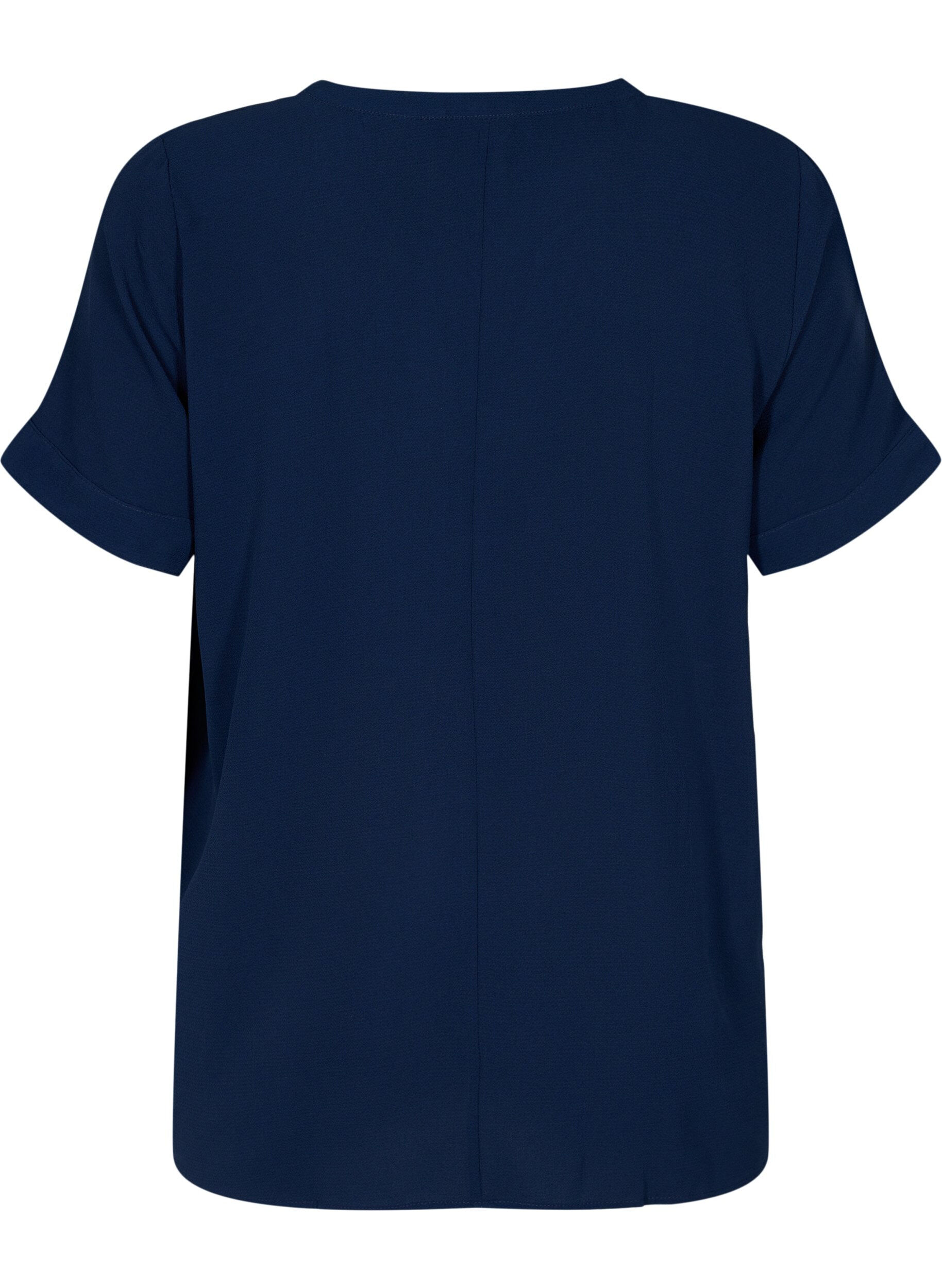Zizzifashion Short-sleeved v-neck blouse, Blue, Packshot image number 1