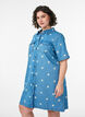 Short denim dress with embroidered flowers, Light Blue, Model image number 0