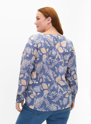 FLASH - Long sleeve blouse with print, Delft AOP, Model image number 1