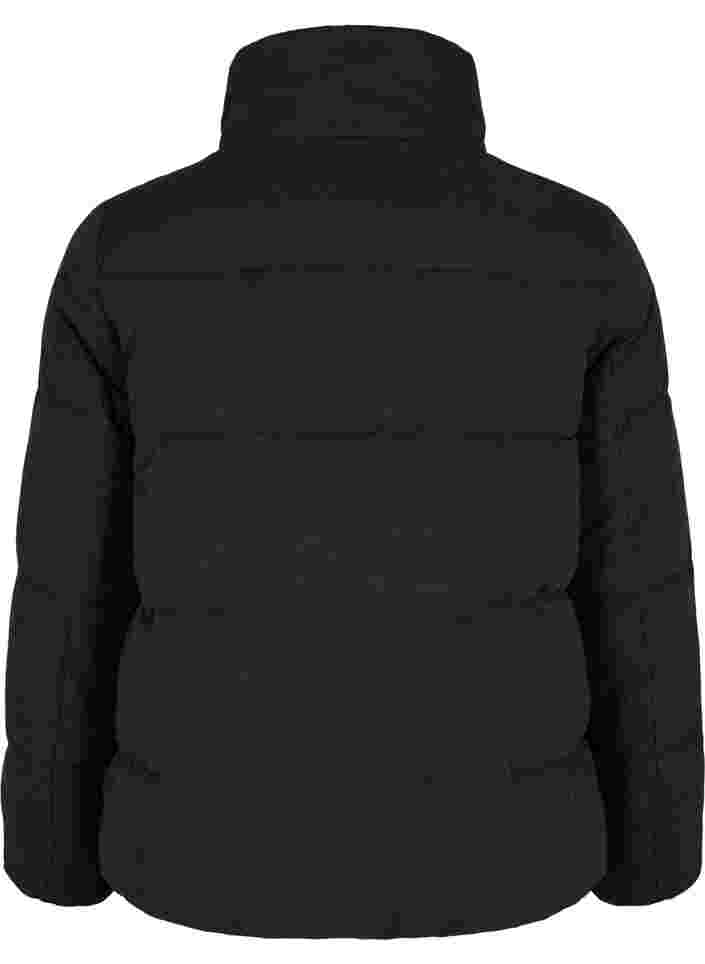 Short winter jacket with zip and high collar, Black, Packshot image number 1
