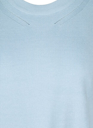 Knitted vest with rounded neckline and side slits, Chambray Blue Mel., Packshot image number 2