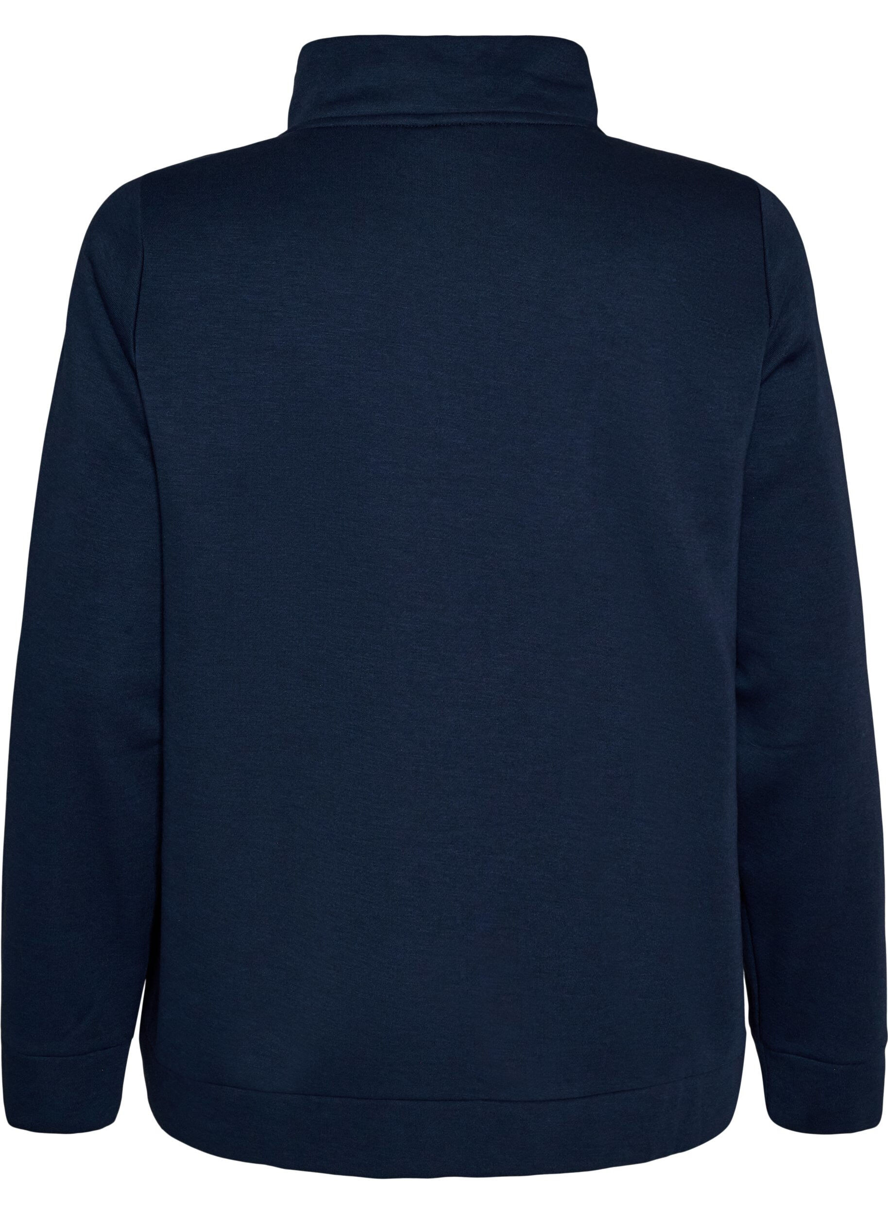 ZizzifashionSweatshirt with a high collar and zipper, Blue, Packshot image number 1