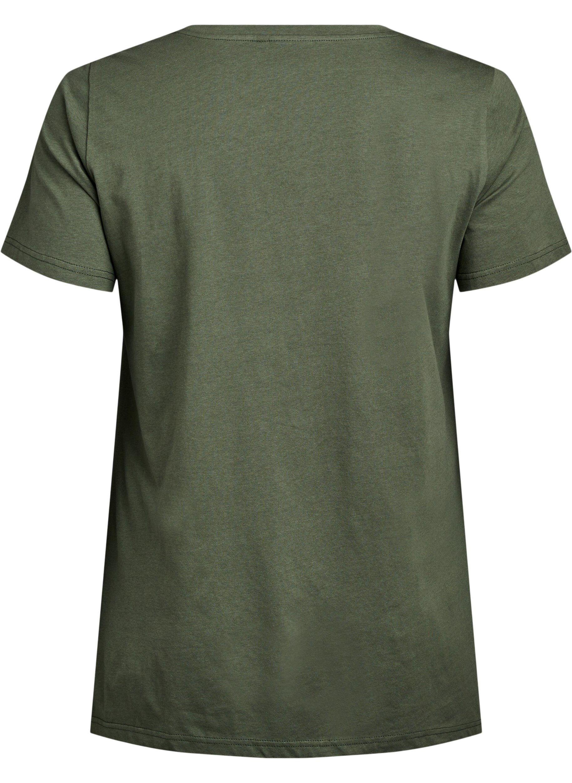 ZizzifashionT-shirt with a round neck and A-line shape, Green, Packshot image number 1