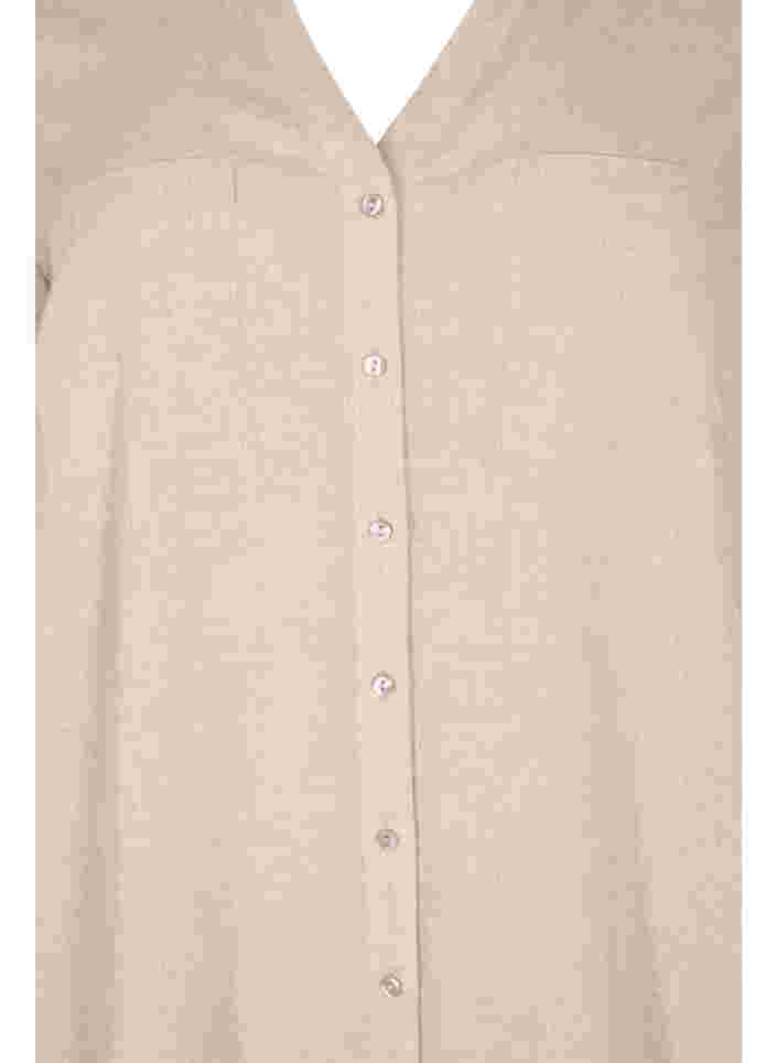 Long shirt with 3/4 sleeves and v-neckline, Simply Taupe, Packshot image number 2