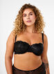 Balconette bra with underwire and embroidered lace, Black, Model image number 0