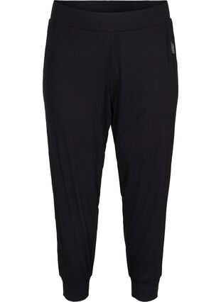 Loose trousers in ribbed fabric, Black, Packshot image number 0