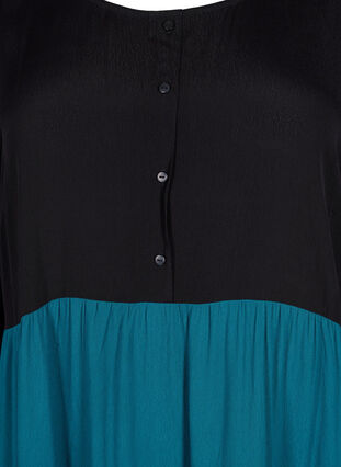 Viscose dress with colorblock pattern, Brown Green Block, Packshot image number 2