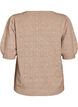 Short-sleeved knit blouse with a pointelle pattern, Beige, Packshot image number 1