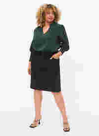 Cotton velvet skirt, Black, Model