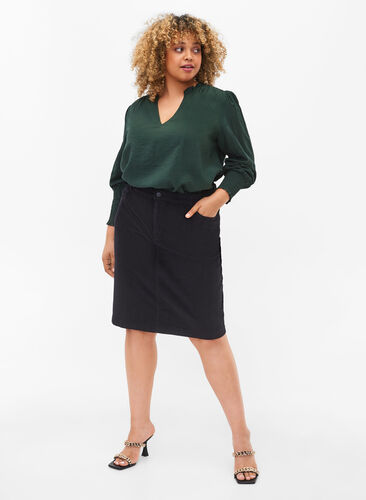 Cotton velvet skirt, Black, Model image number 0