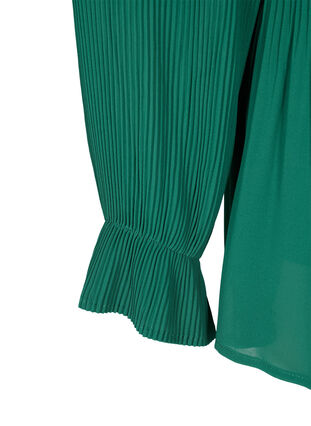 Pleated top with v-neck, Evergreen, Packshot image number 3