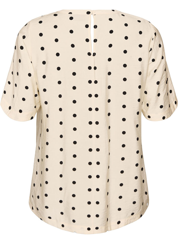 Viscose blouse with spots and 1/2 sleeves, Vanilla, Packshot image number 1