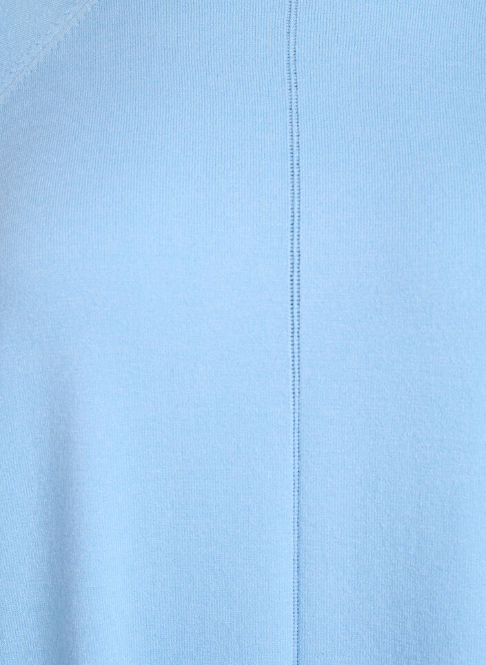 Knit blouse with round neck and knitted pattern, Light Blue, Packshot image number 2