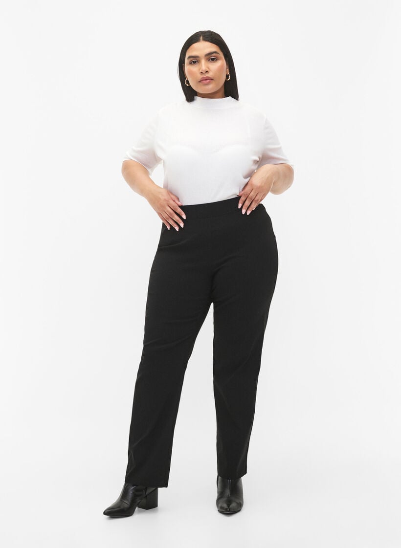 Stretchy pants in viscose, Black, Model image number 0