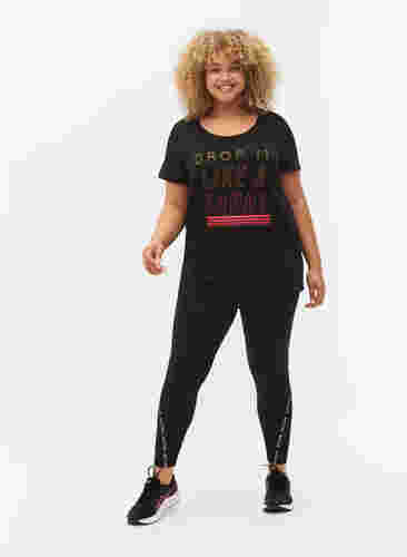 Sports t-shirt with print, Black w. Drop It, Model image number 2