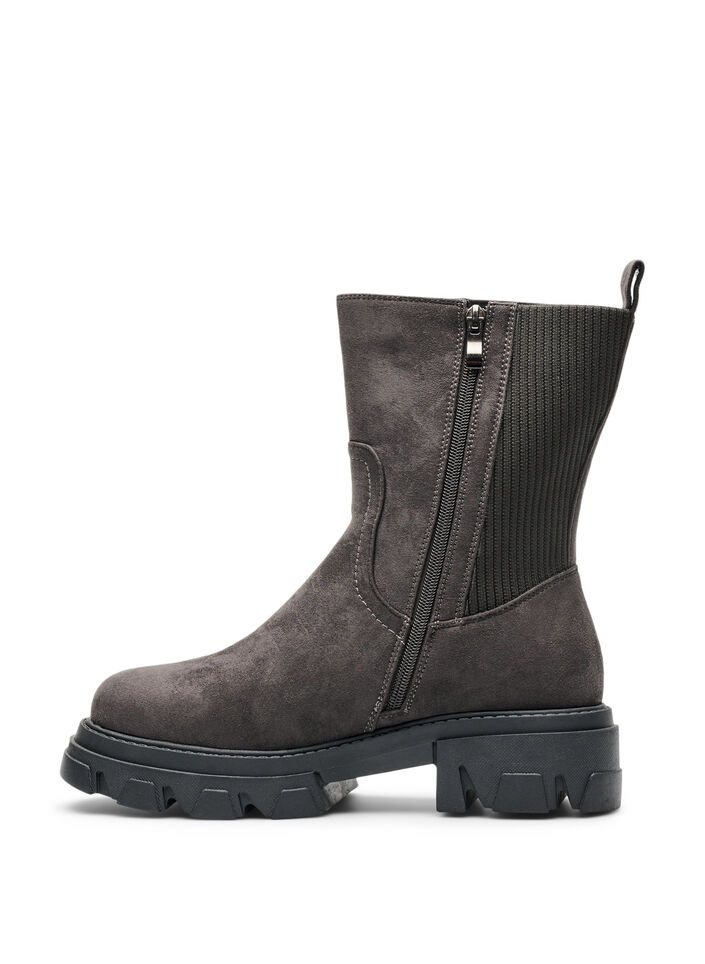 Chunky boot in faux suede, Brown, Packshot image number 3