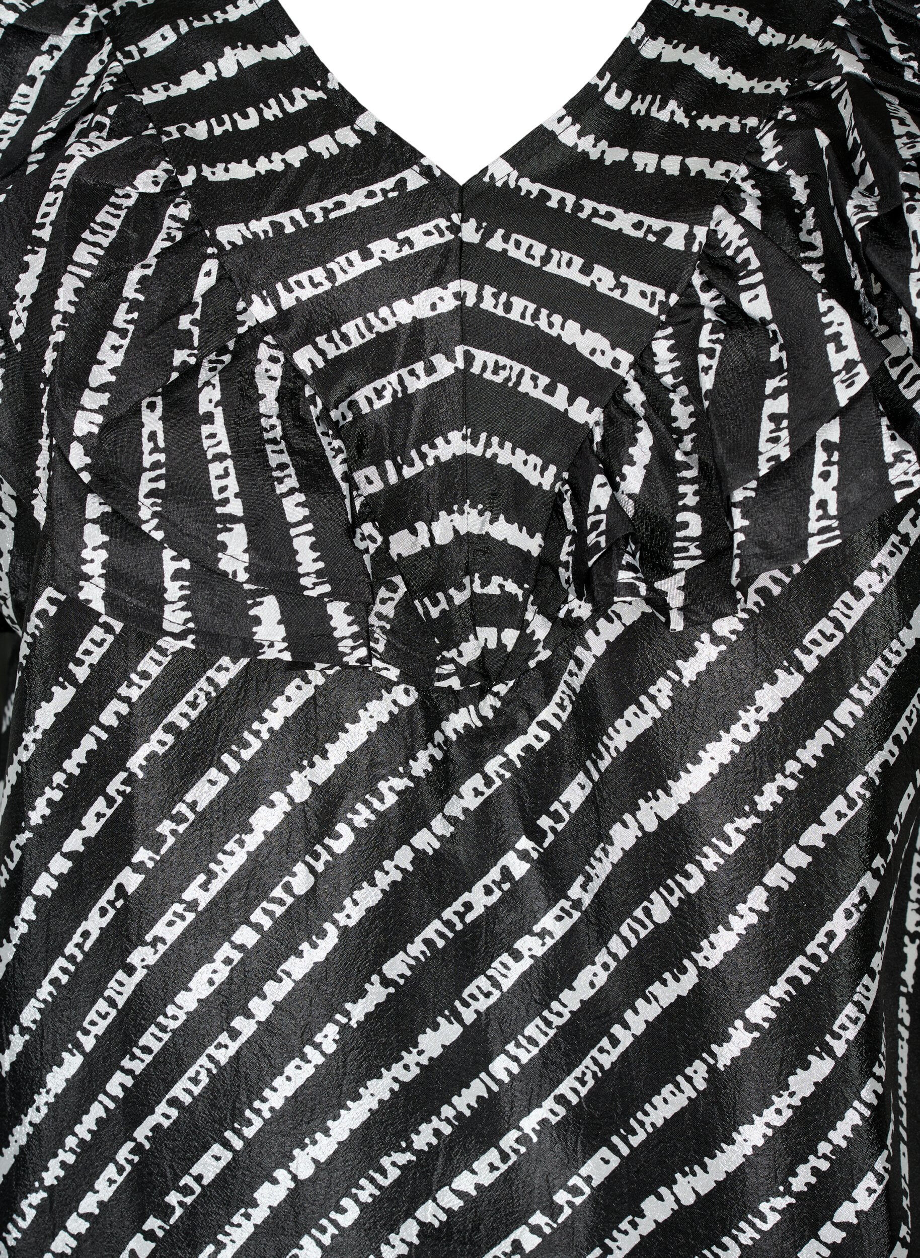 Zizzifashion Striped tunic with frills, Black/White Stripes, Packshot image number 2