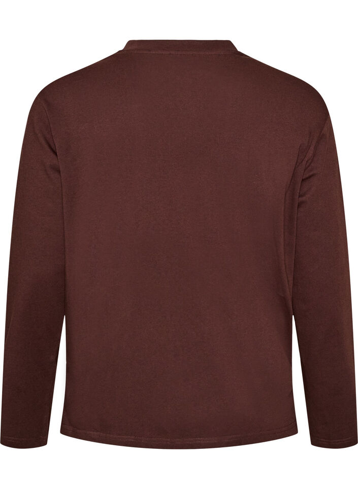 Basic t-shirt with long sleeves, Brown, Packshot image number 1