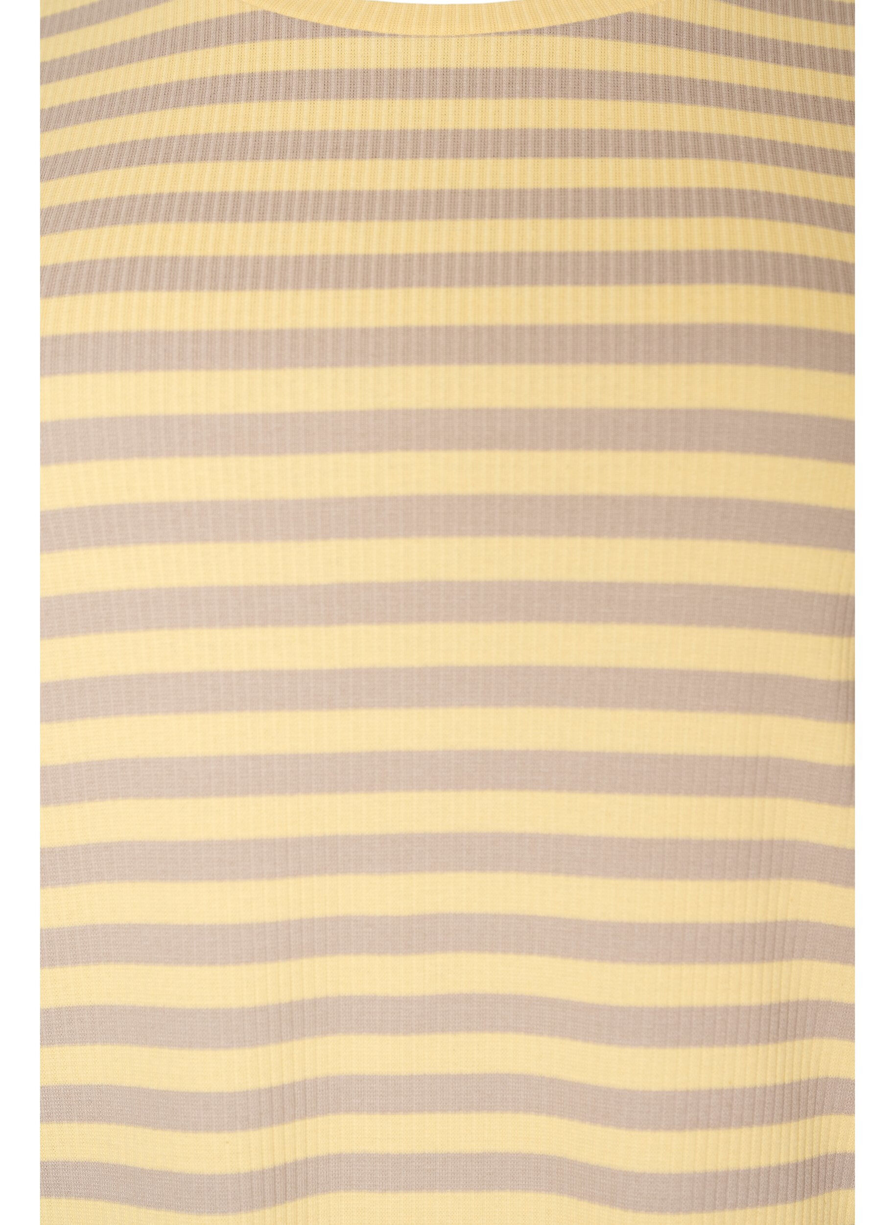 ZizzifashionStriped T-shirt with ribbed texture, Yellow, Packshot image number 2