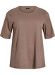 Ribbed jersey blouse with short sleeves, Brown, Packshot image number 0