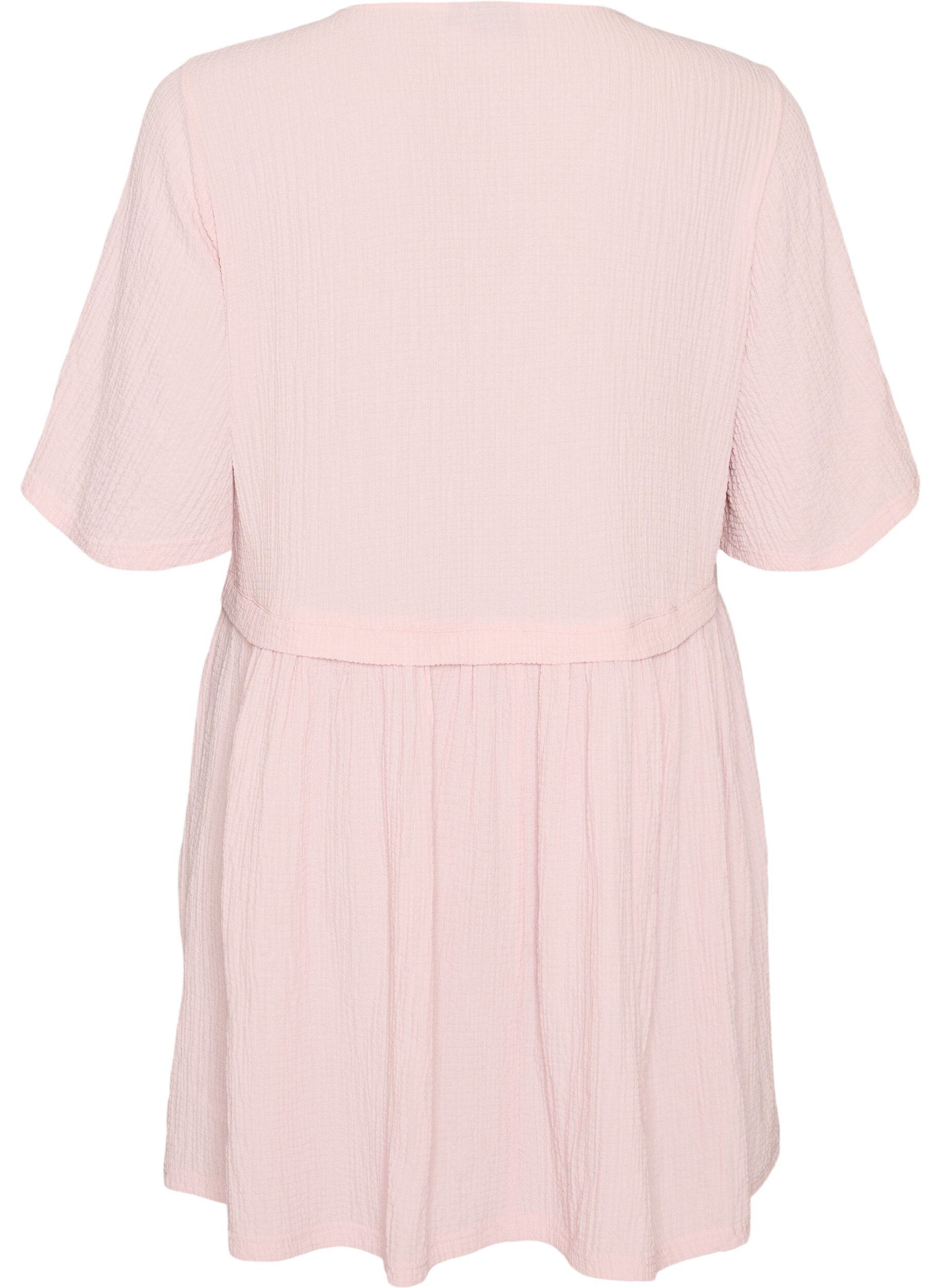 ZizzifashionTunic with crinkled texture and 1/2 sleeves, Pink, Packshot image number 1