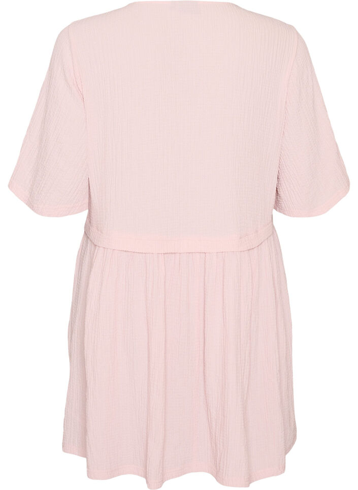 Tunic with crinkled texture and 1/2 sleeves, Pink, Packshot image number 1