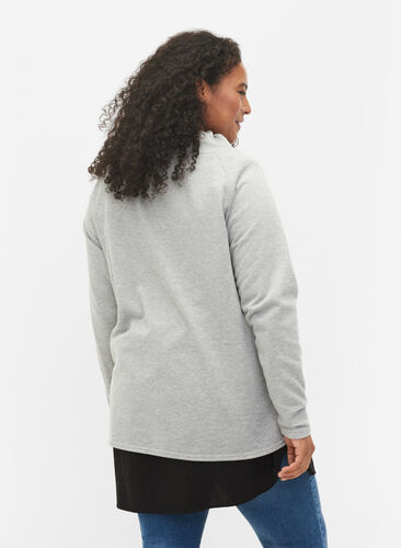 Sweatshirt with high collar, Light Grey Melange, Model image number 1