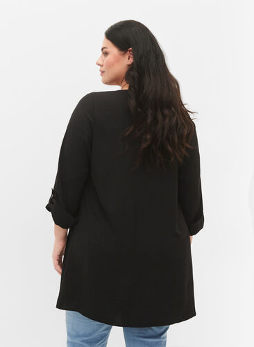 A-shape tunic with 3/4 sleeves, Black, Model image number 1