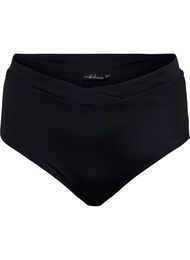Solid colour bikini bottoms with high waist, Black, Packshot