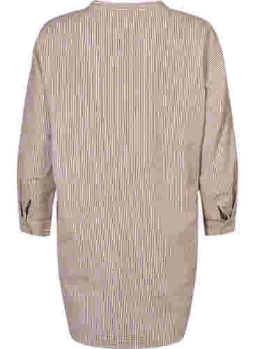 Striped cotton shirt with 3/4 sleeves, Natural Stripe, Packshot image number 1