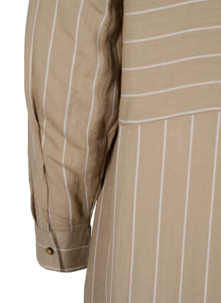 Long striped shirt in a viscose mix, Timber Wolf/White, Packshot image number 3