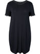 Short-sleeved viscose nightie with lace edges, Black, Packshot image number 0