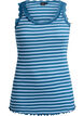 Striped top with a ribbed texture and a lace trim, Blue, Packshot image number 0