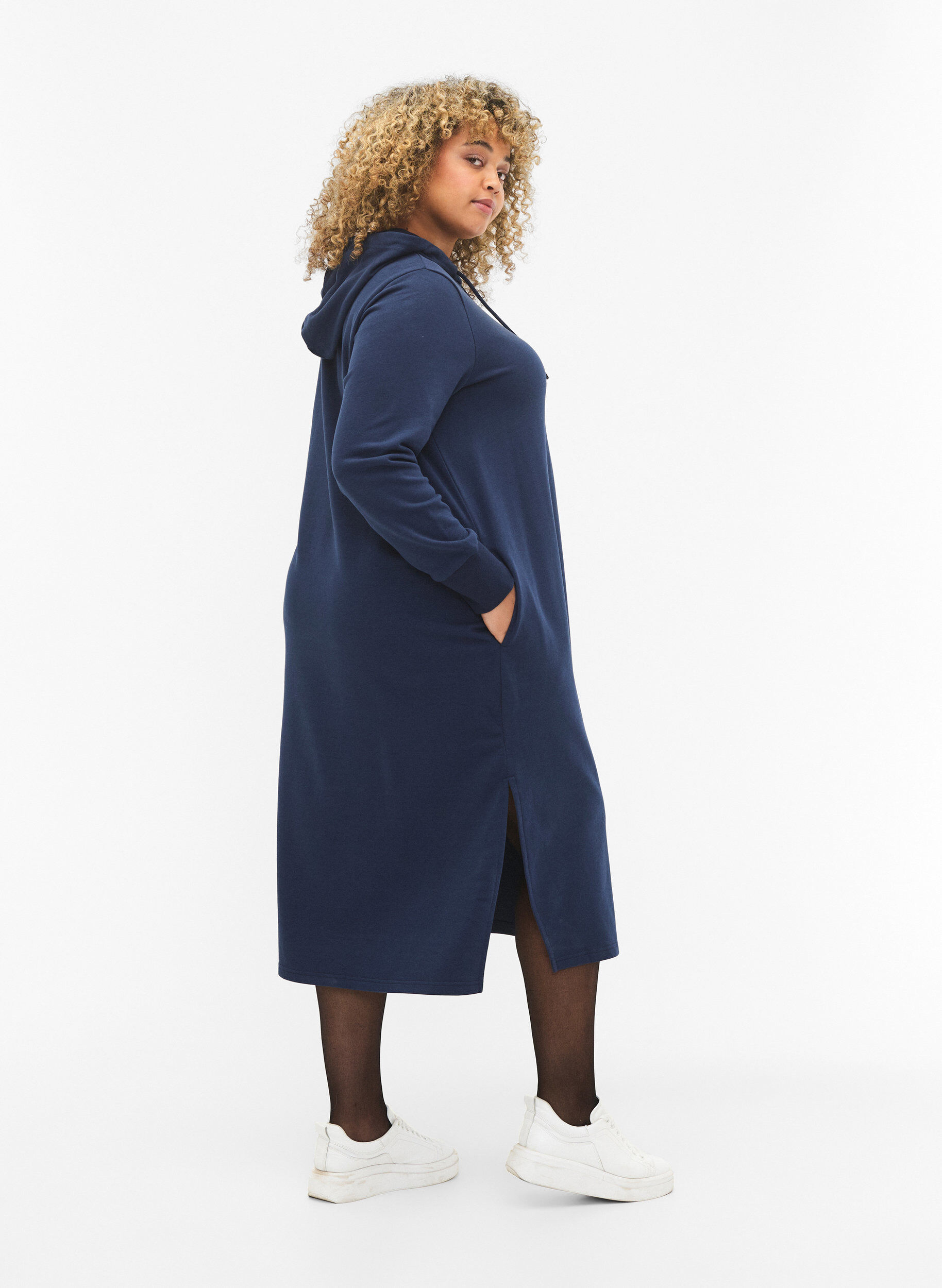 Zizzifashion Hooded sweatshirt dress, Dress Blues, Model image number 1