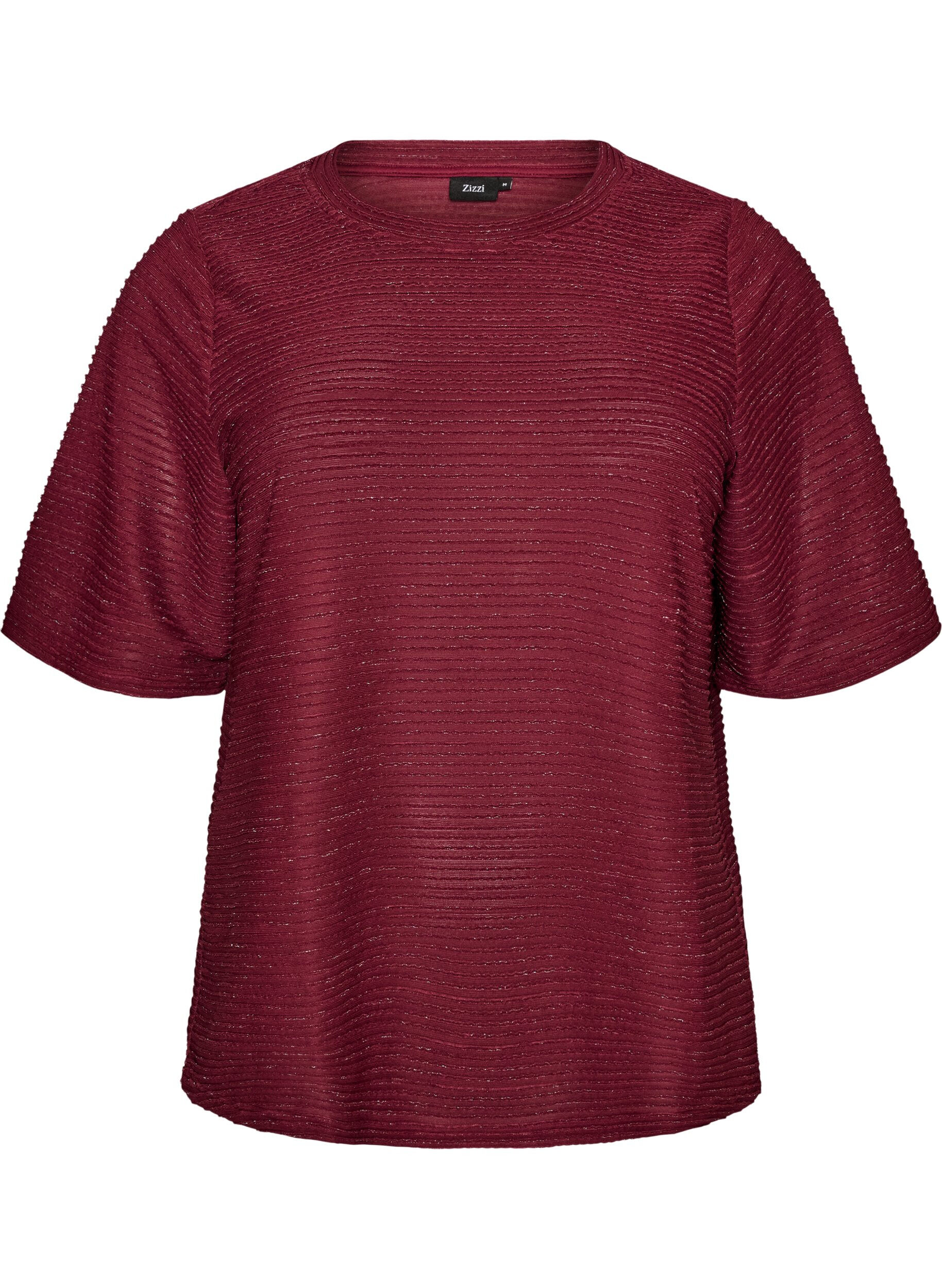 ZizzifashionBlouse with texture and glitter, Red, Packshot image number 0