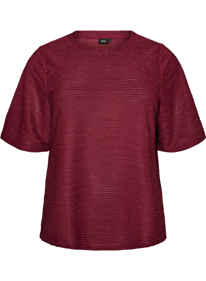 Blouse with texture and glitter, Red, Packshot image number 0