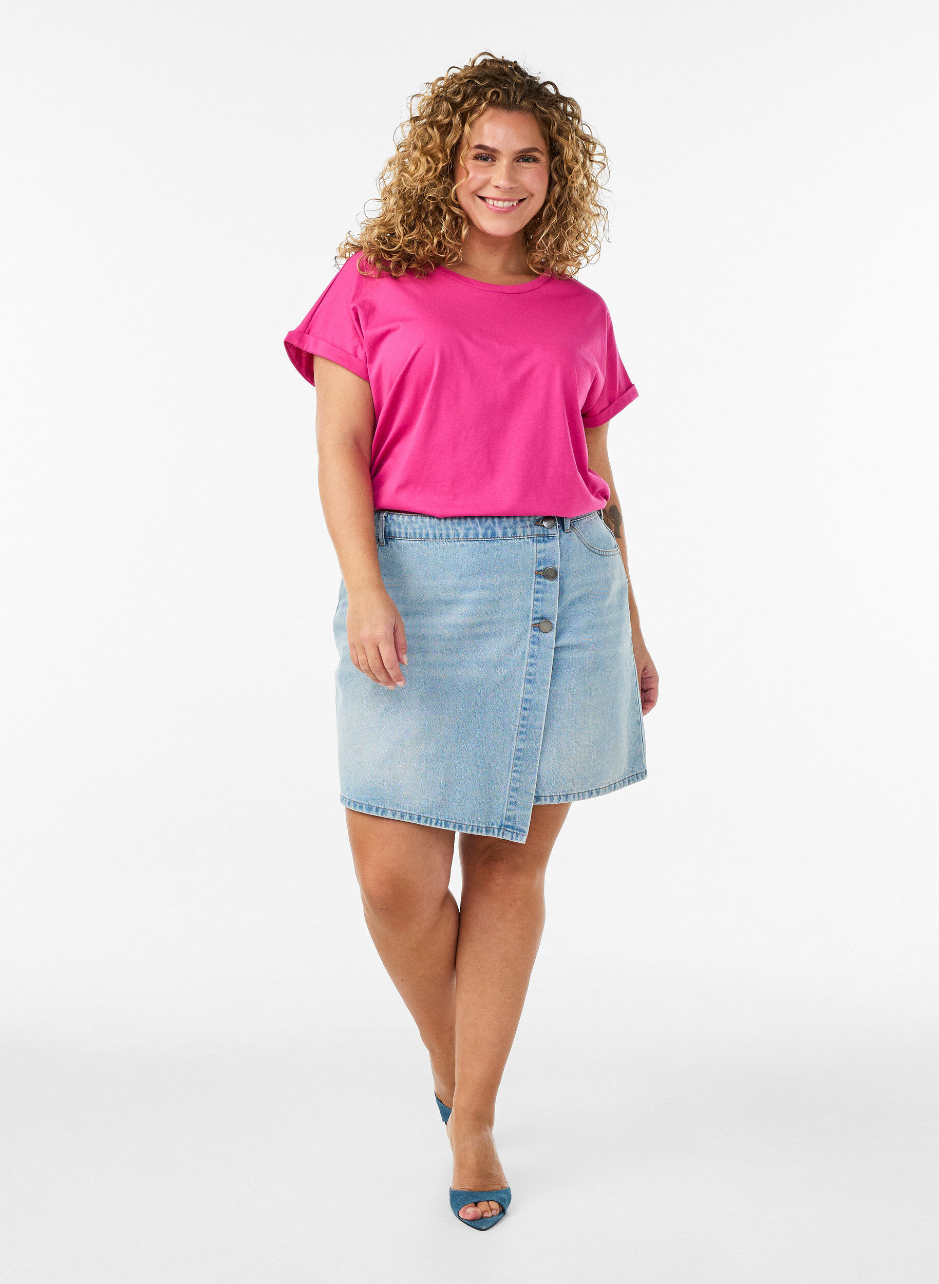 ZizzifashionShort-sleeved cotton blend T-shirt, Pink, Model image number 1