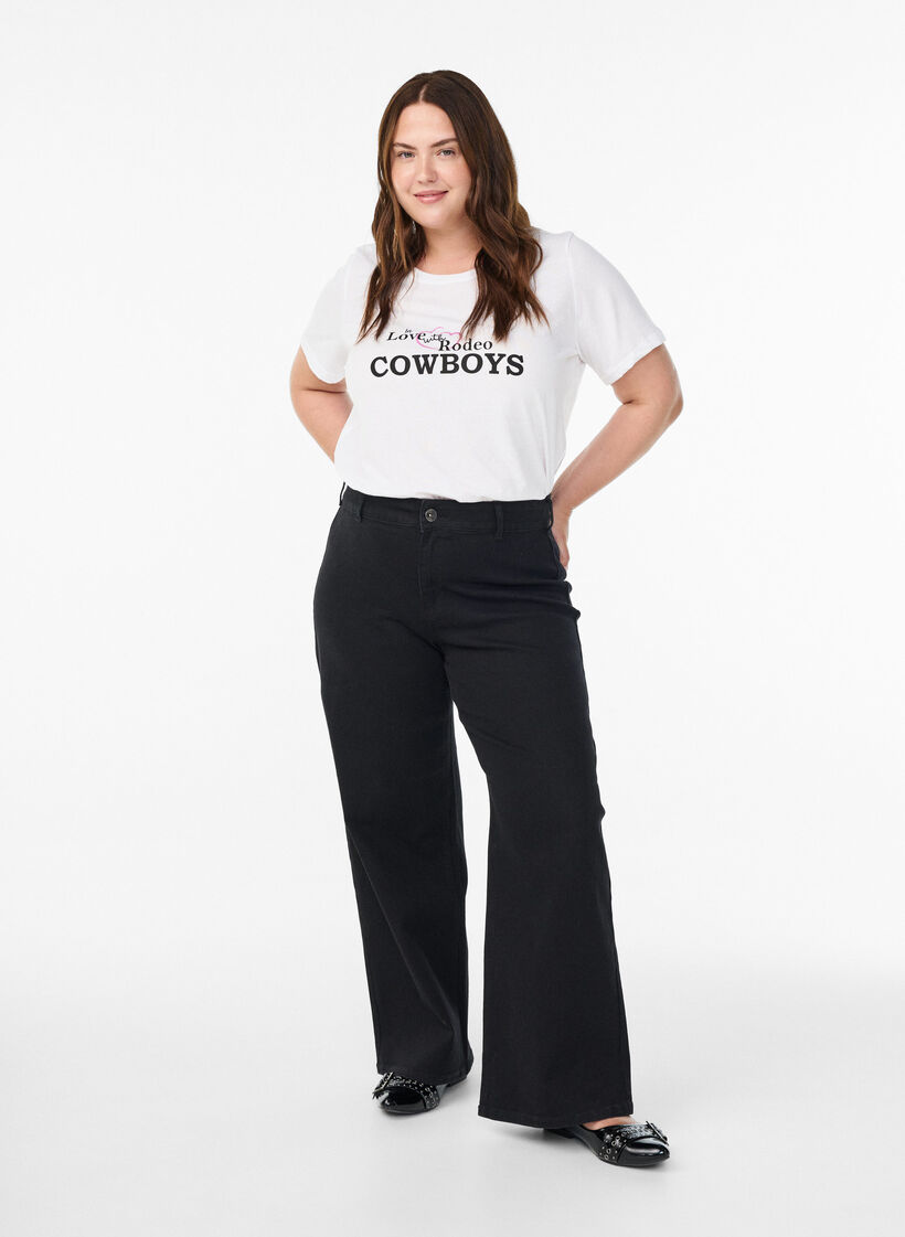 T-shirt with motif, White, Model